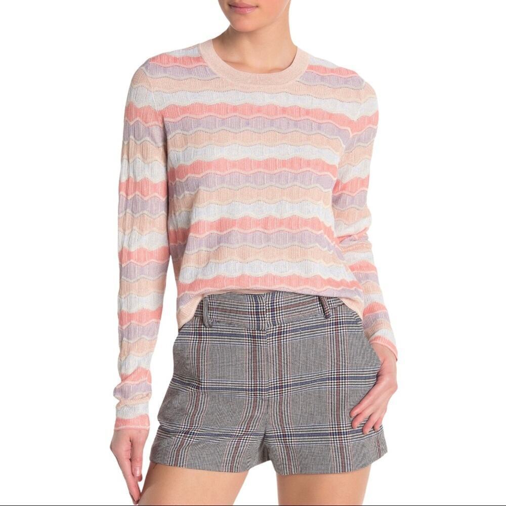 Veronica Beard Alyssa Retro Striped Crew Knit Sweater L